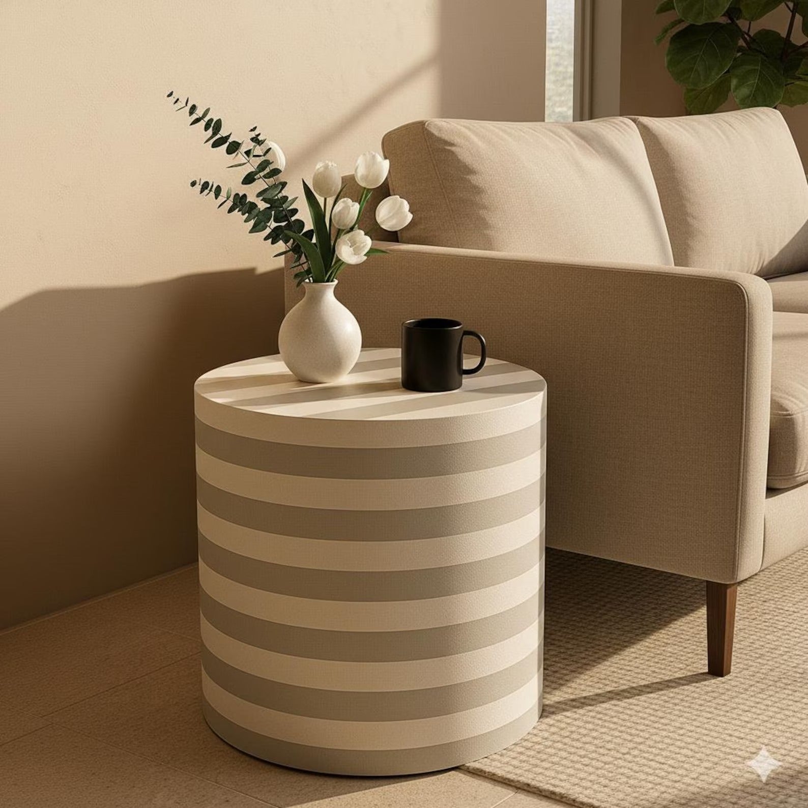 Handmade Resin End Table | Modern Round Accent Side Table | Stylish Decorative Furniture for Home Décor