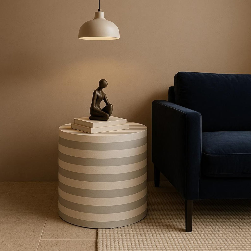 Handmade Resin End Table | Modern Round Accent Side Table | Stylish Decorative Furniture for Home Décor