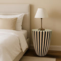 Moroccan Resin End Table | Striped Accent Table | Handmade Decorative Side Table for Living Room & Bedroom