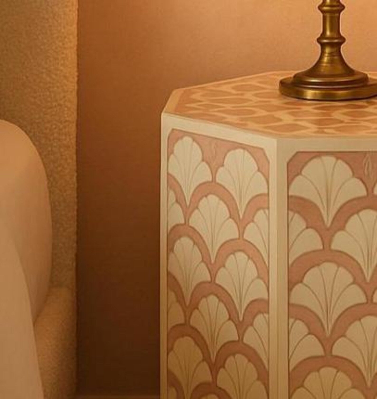 Handcrafted Bone Inlay End Table | Boho Resin Pattern Accent Table | Elegant Side Table for Living Room Décor