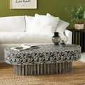 Sunflower Bone Inlay Coffee Table | Handmade Oval Accent Table for Living Room | Luxury Floral Bone Inlay Furniture