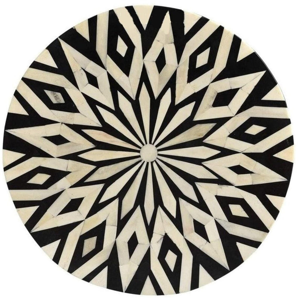 Geometric Resin Bone Inlay End Table | Handmade Decorative Accent Table | Elegant Side Table for Bedroom & Living Room