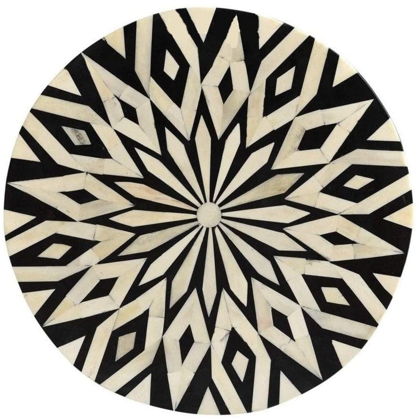 Geometric Resin Bone Inlay End Table | Handmade Decorative Accent Table | Elegant Side Table for Bedroom & Living Room