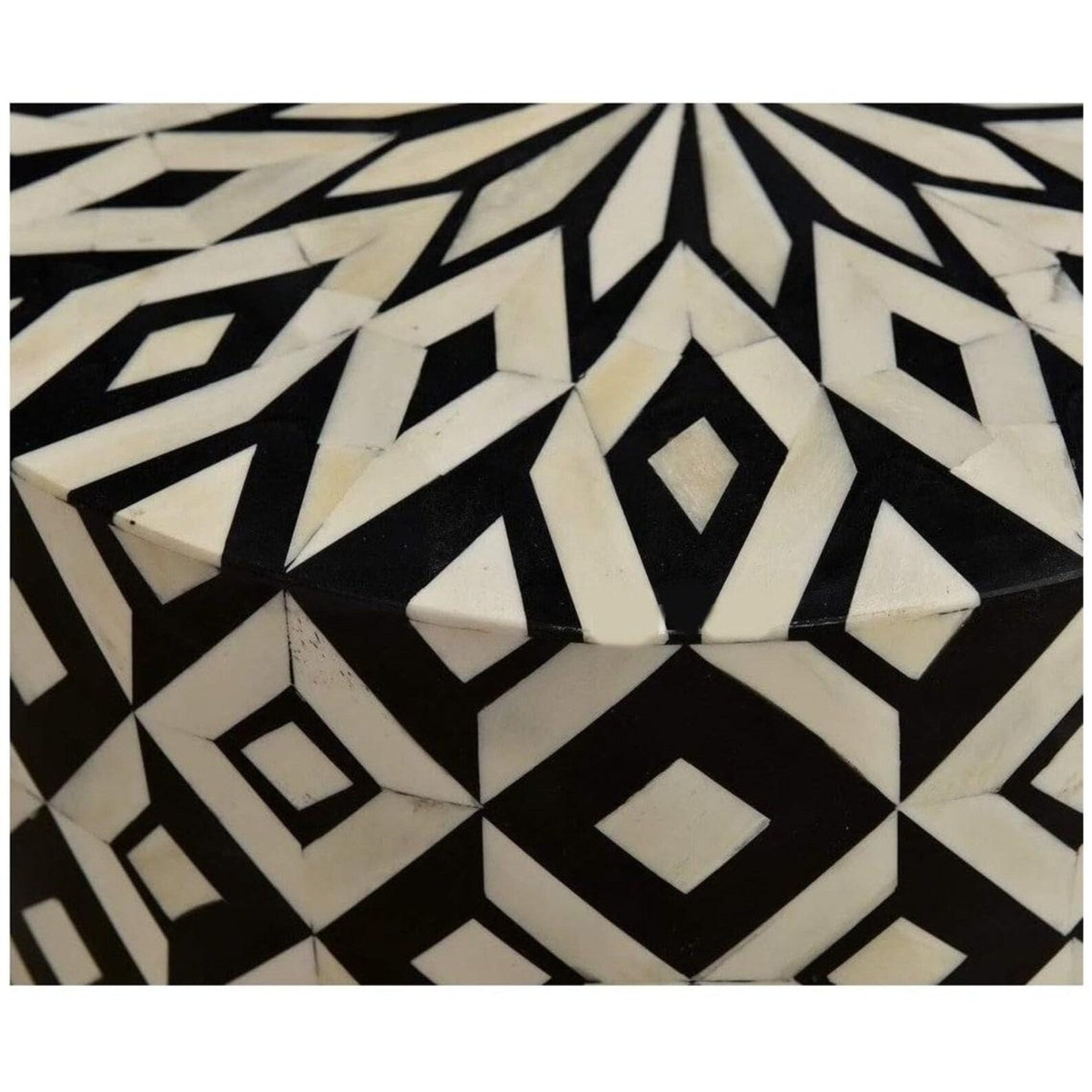Geometric Resin Bone Inlay End Table | Handmade Decorative Accent Table | Elegant Side Table for Bedroom & Living Room