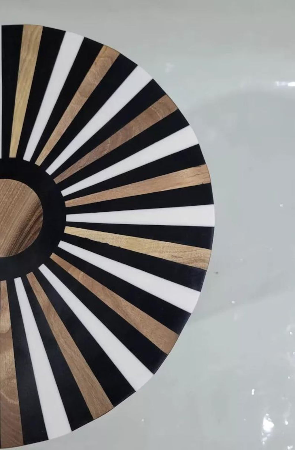 Handcrafted Wooden Resin Inlay Side Table | Modern Moroccan Accent Decor | Decorative Furniture for Home Styling