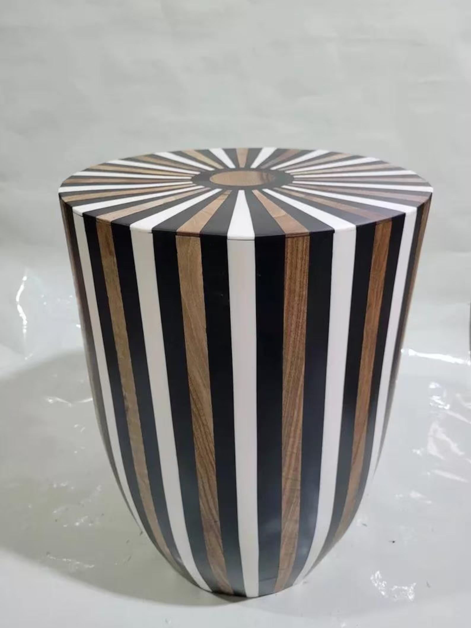 Handcrafted Wooden Resin Inlay Side Table | Modern Moroccan Accent Decor | Decorative Furniture for Home Styling