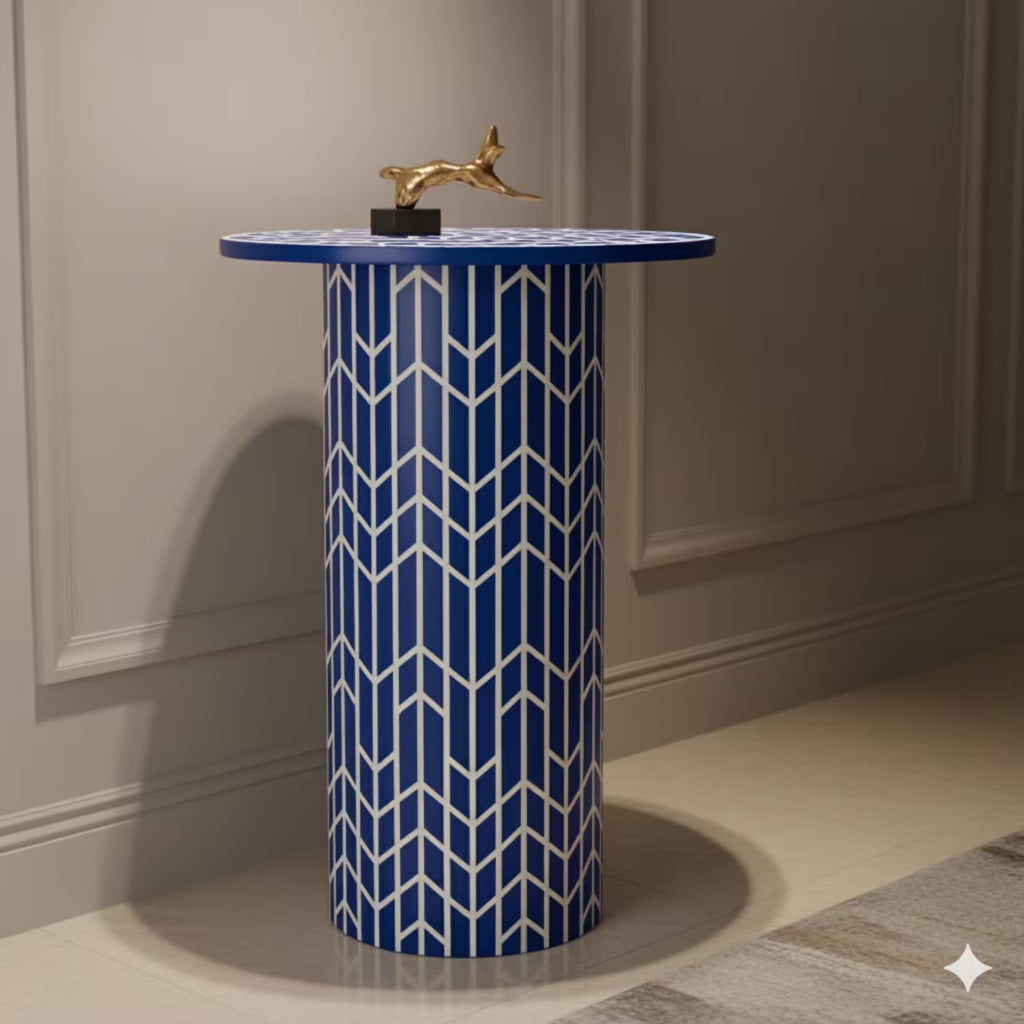 Modern Green Resin End Table | Geometric Design Handmade Accent Table | Elegant Side Table for Bedroom & Living Room