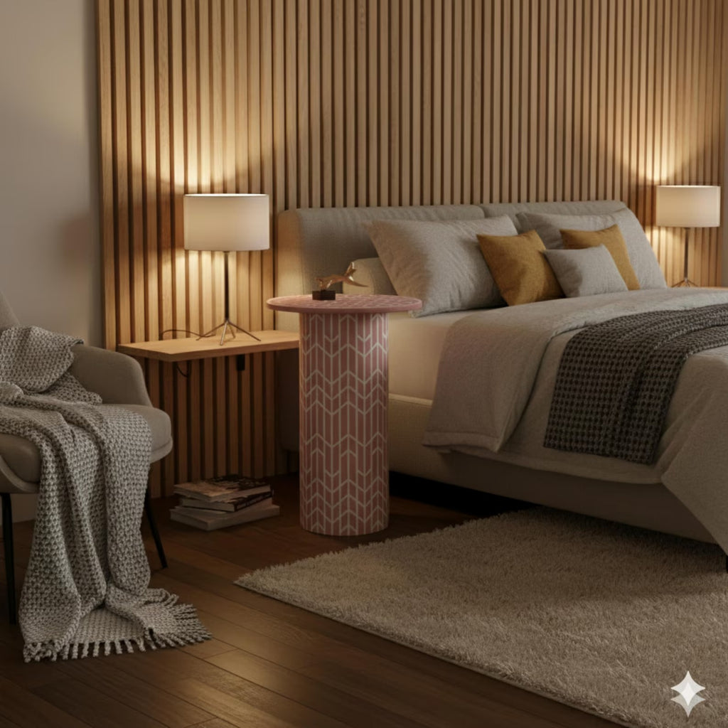 Modern Green Resin End Table | Geometric Design Handmade Accent Table | Elegant Side Table for Bedroom & Living Room