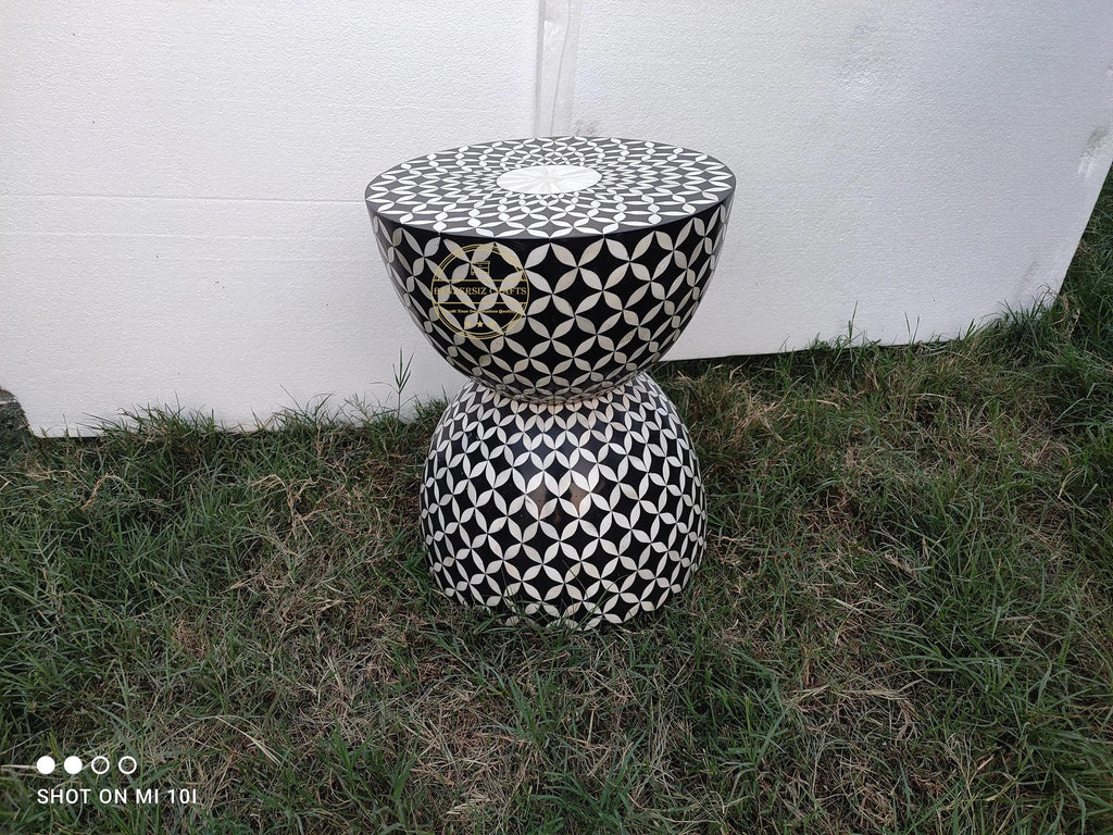 Modern MDF Resin Inlay Side Table | Unique Geometric Accent Table | Handmade Decorative Table for Home