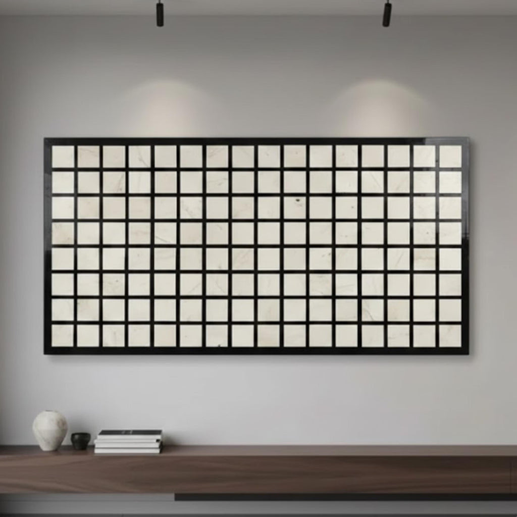 Bone Inlay Wall Art Panel | Handmade Resin Grid Pattern Decor for Living Rooms, Bedrooms & Modern Home Spaces