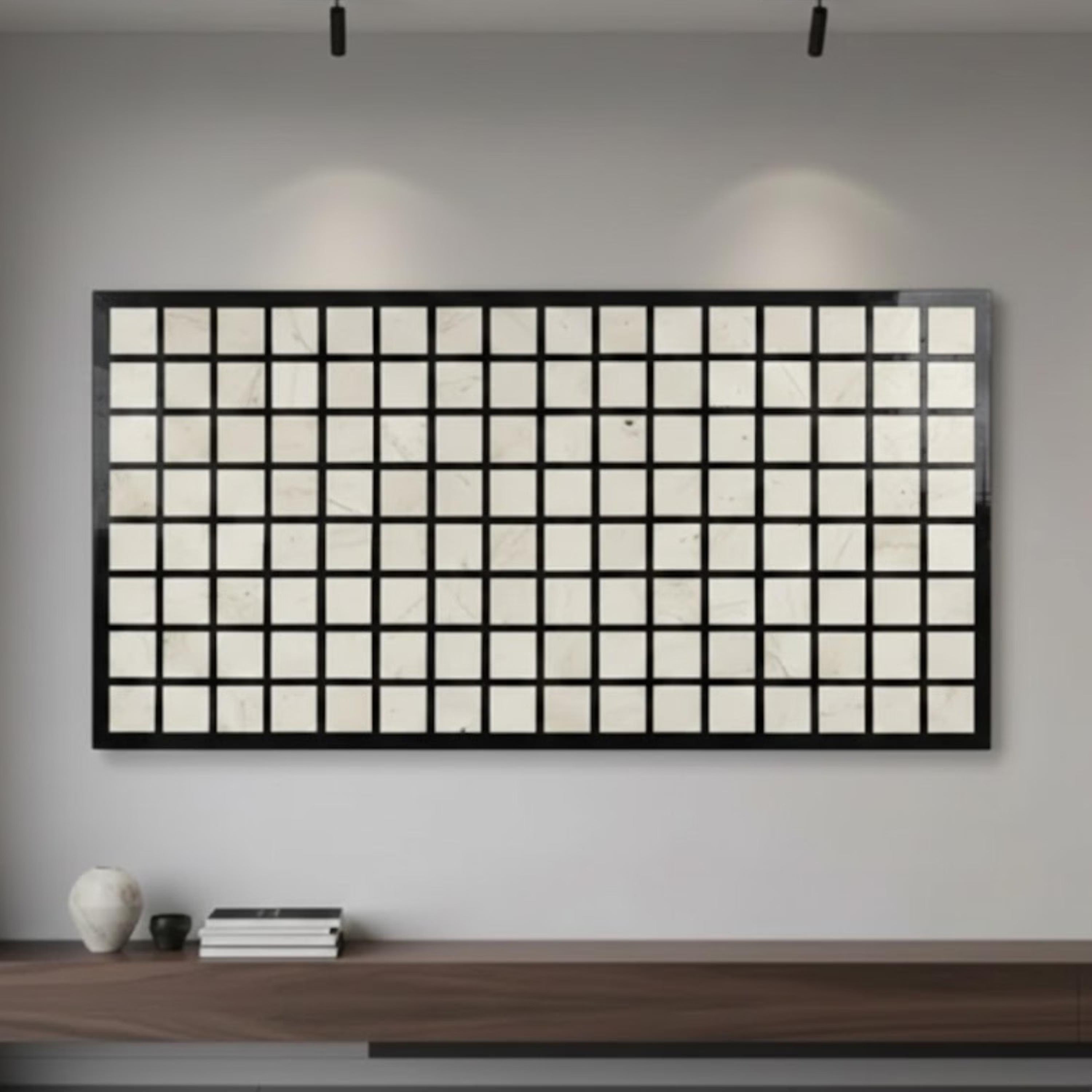 Bone Inlay Wall Art Panel | Handmade Resin Grid Pattern Decor for Living Rooms, Bedrooms & Modern Home Spaces