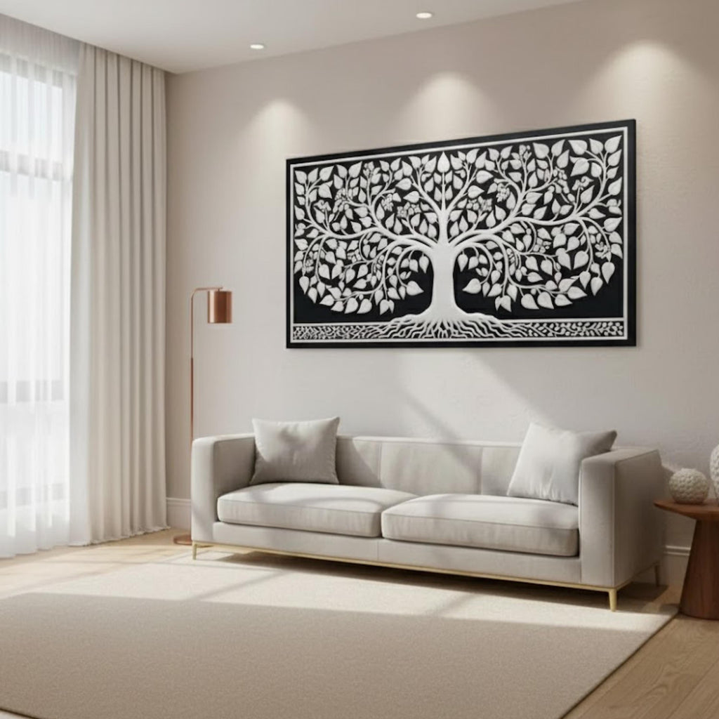 Bone Inlay Resin Wall Art | Tree of Life Design | Handmade Decorative Panel for Home Accent