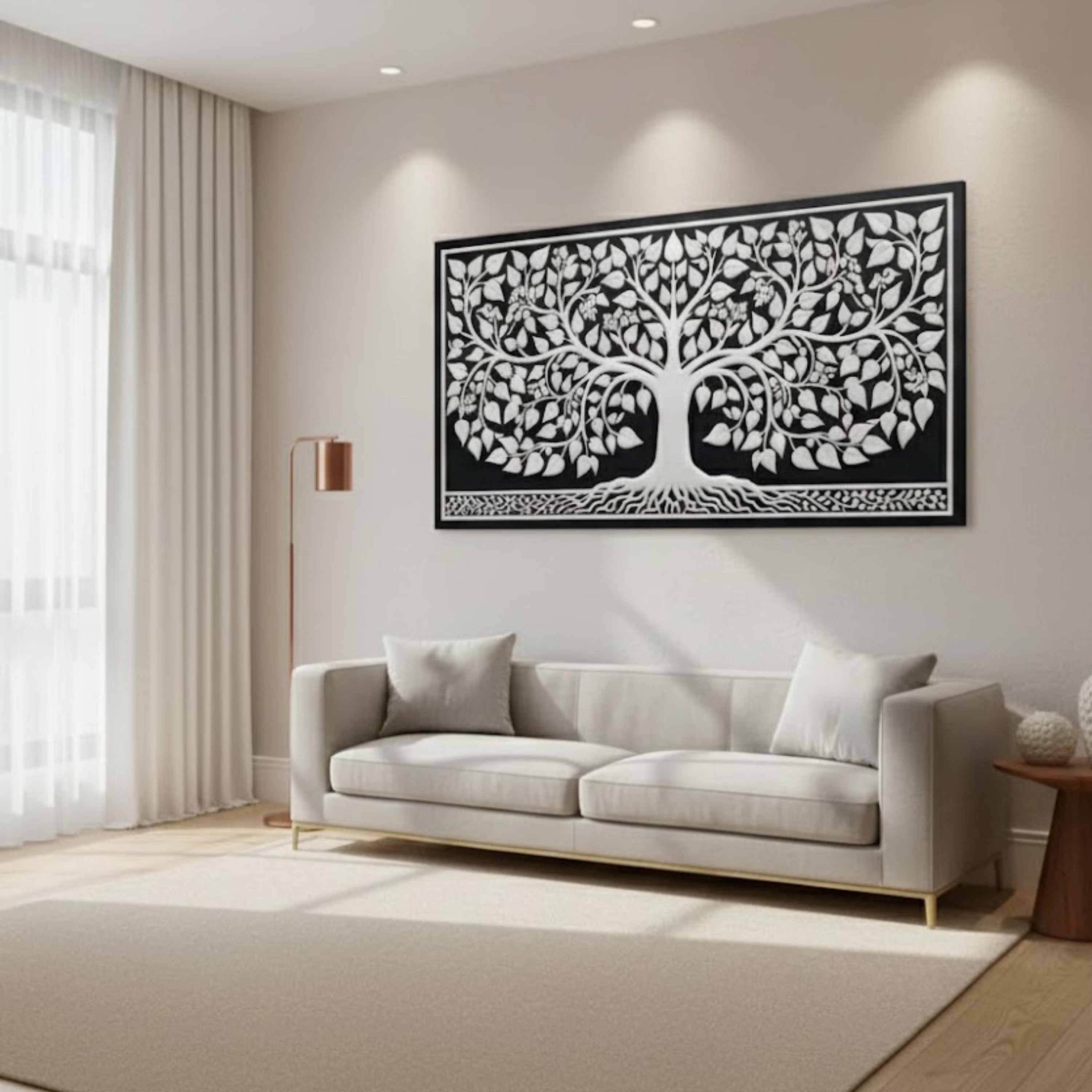 Bone Inlay Resin Wall Art | Tree of Life Design | Handmade Decorative Panel for Home Accent