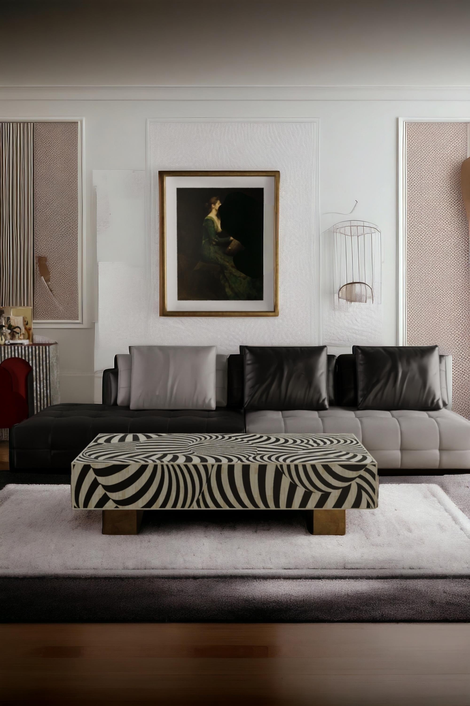 Boho Modern Resin Inlay Coffee Table | Handmade Center Table for Living Room Décor | Stylish Resin Inlay Furniture