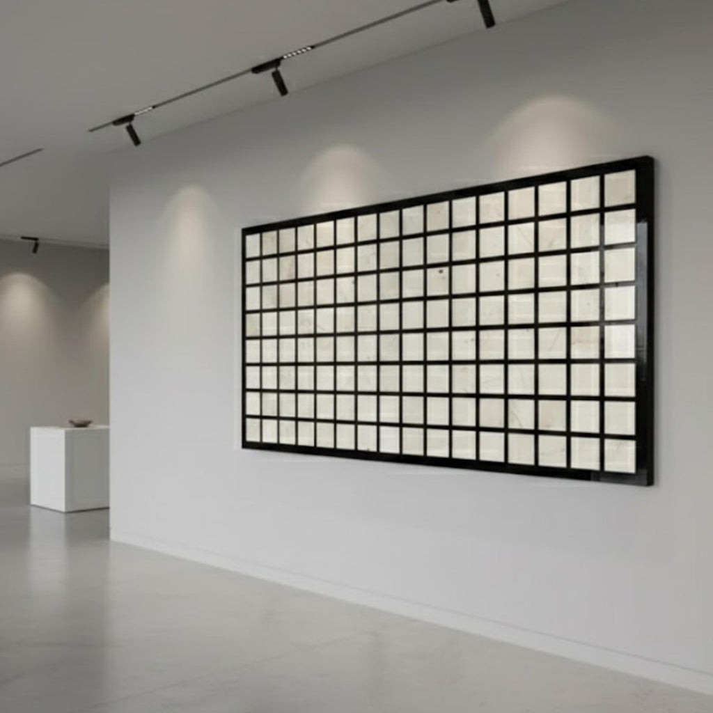 Bone Inlay Wall Art Panel | Handmade Resin Grid Pattern Decor for Living Rooms, Bedrooms & Modern Home Spaces