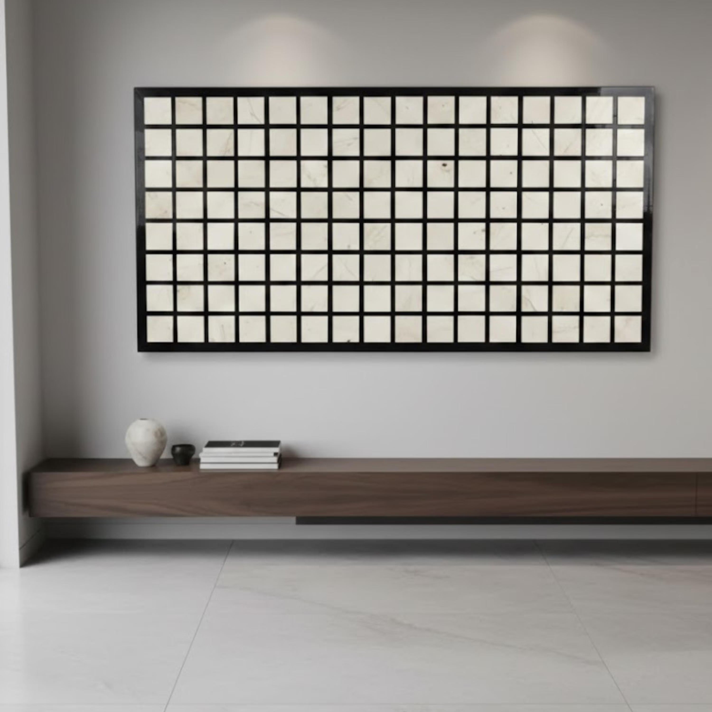 Bone Inlay Wall Art Panel | Handmade Resin Grid Pattern Decor for Living Rooms, Bedrooms & Modern Home Spaces