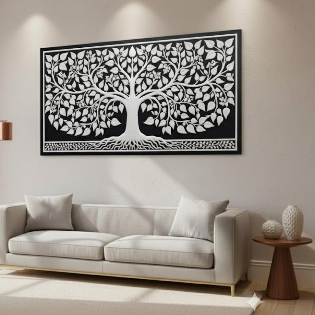 Bone Inlay Resin Wall Art | Tree of Life Design | Handmade Decorative Panel for Home Accent